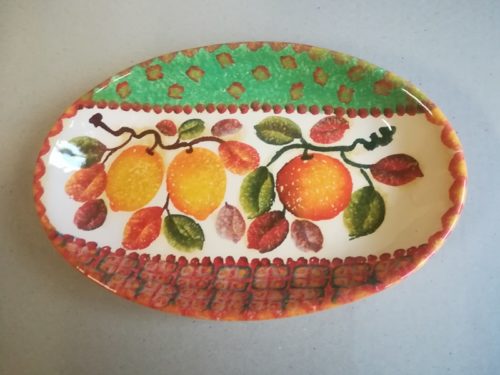 Vassoio ovale alto cm 42×28, "Frutta a Fasce” Deep Oval Platter cm 42×28, "Frutta a Fasce”