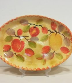 Vassoio ovale con manici cm 42x25 decoro " Limoni e frutta" Oval Tray with handles decoration "Lemons and fruits"
